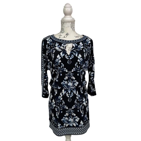White House Black Market Peek A Boo Sleeve Floral Tunic Top Size XS - Picture 2 of 8